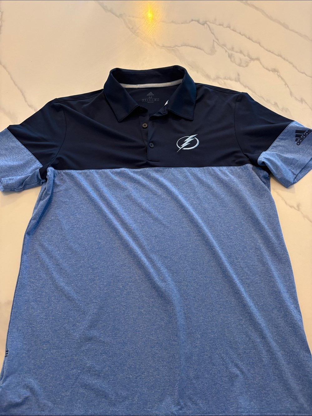 adidas Men’s Colorblock Polo - Navy & Light Blue Tampa Bay Lightning logo
